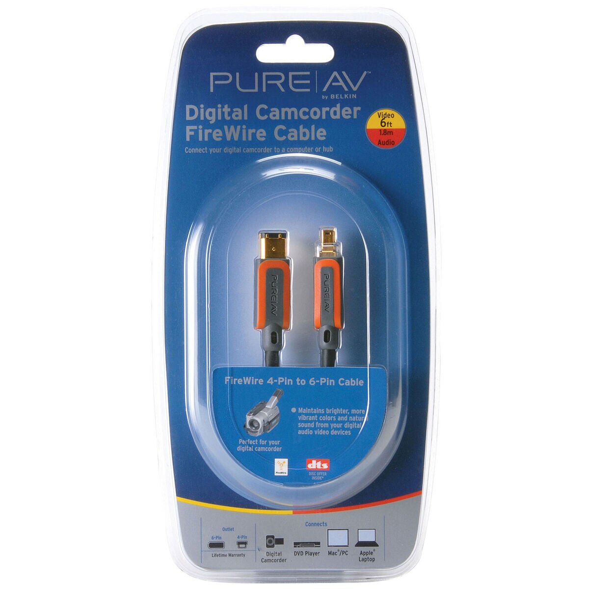 Belkin Digital IEEE1394 6Pin to 4Pin FireWire Cable 6 ft.